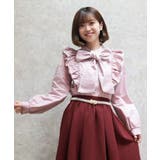 配色ピコレースボウタイブラウス | axes femme | 詳細画像1 