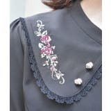 ローズ刺繍ビッグカラーブラウス | axes femme | 詳細画像5