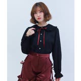 黒 | ハートチュールビッグ襟ブラウス | axes femme