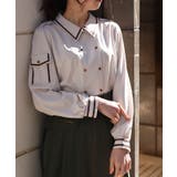 ベージュ | Wボタンミリタリー配色ブラウス | axes femme