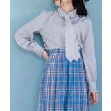 グレー | チェック柄ネクタイ付きブラウス | axes femme