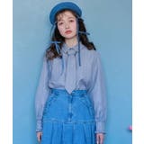 黒 | チェック柄ネクタイ付きブラウス | axes femme