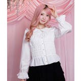 白 | シャーリングフリル丸襟ブラウス | axes femme