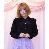 黒 | ブローチ付きヨークフリルブラウス | axes femme