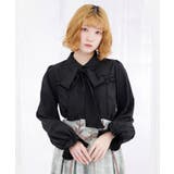 黒 | ボウタイリボン付きフリルブラウス | axes femme