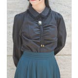 黒 | ループタイ付きギャザーブラウス | axes femme