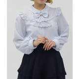 サックス | リボンジャボ付きブラウス | axes femme