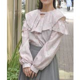 ピンク | 肩開きチョーカー風フリルブラウス | axes femme