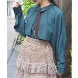 ブルーグリーン | タイ付オーバーケープ風ブラウス | axes femme