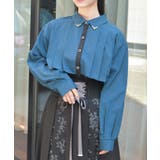 ブルーグリーン | 金具付バイカラーブラウス | axes femme