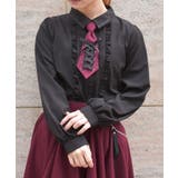 黒 | レースアップタイ付ブラウス | axes femme