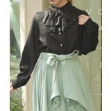 黒 | リボンジャボブローチブラウス | axes femme