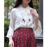 苺刺繍ボウタイブラウス | axes femme | 詳細画像4