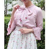 ピンク | 苺刺繍ボウタイブラウス | axes femme