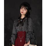 黒 | 十字架刺繍タイ付ブラウス | axes femme