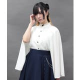白 | ブローチ付ケープデザインブラウス | axes femme
