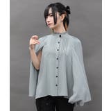 グレー | ブローチ付ケープデザインブラウス | axes femme