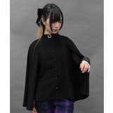 黒 | ブローチ付ケープデザインブラウス | axes femme