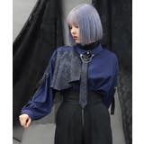 ブルー | 異素材デザインタイ付シャツ | axes femme