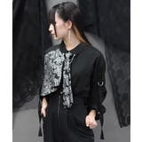黒 | 異素材デザインタイ付シャツ | axes femme