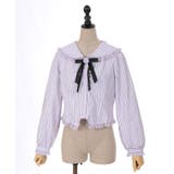 ブローチ付ピンストライプブラウス | axes femme | 詳細画像15