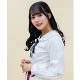 ブローチ付ピンストライプブラウス | axes femme | 詳細画像4