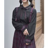 黒 | リボンブローチ付き刺繍襟ブラウス | axes femme