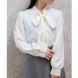 白 | 蝶×バラ刺繍ボウタイブラウス | axes femme