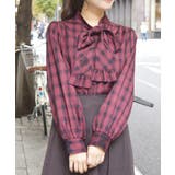 ワイン | 蝶×バラ刺繍ボウタイブラウス | axes femme