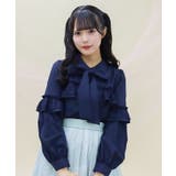 紺 | フリルデコレーションブラウス | axes femme