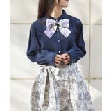 紺 | ジャカードリボン付ブラウス | axes femme