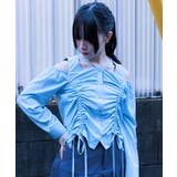サックス | ドロストデザイン肩あきブラウス | axes femme