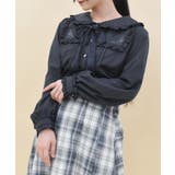 紺 | バブーシュカ付ウサギ刺繍ブラウス | axes femme