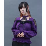 パープル | デコルテレースアップブラウス | axes femme