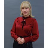 ワイン | クロスレーススタンド襟ブラウス | axes femme