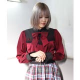 リボンブローチバイカラーブラウス | axes femme | 詳細画像1 