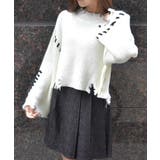 白 | ステッチダメージニット | axes femme