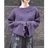 パープル | ステッチダメージニット | axes femme