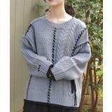 バイカラーステッチニットプルオーバー | axes femme | 詳細画像1