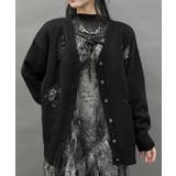 黒 | スネークスケールダメージカーディガン | axes femme