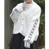 白 | レースアップモールヤーンカーディガン | axes femme