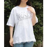 白 | レース×ロゴビッグTシャツ | axes femme