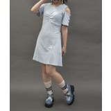 サックス | 硫化染めカットミニワンピース | axes femme
