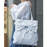 サックス | タテ型ビッグリボン合皮トート | axes femme