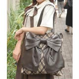Ｄブラウン | チェック柄ビッグリボントート | axes femme