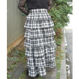 黒 | チェック柄ティアードスカート | axes femme