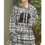 黒 | フーディショートチェックブラウス | axes femme