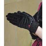 黒 | 巻きバラ×レースベロア手袋 | axes femme