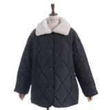 黒 | 襟ファーキルトジャケット | axes femme