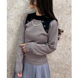 グレー | パールチェーン付ニット | axes femme